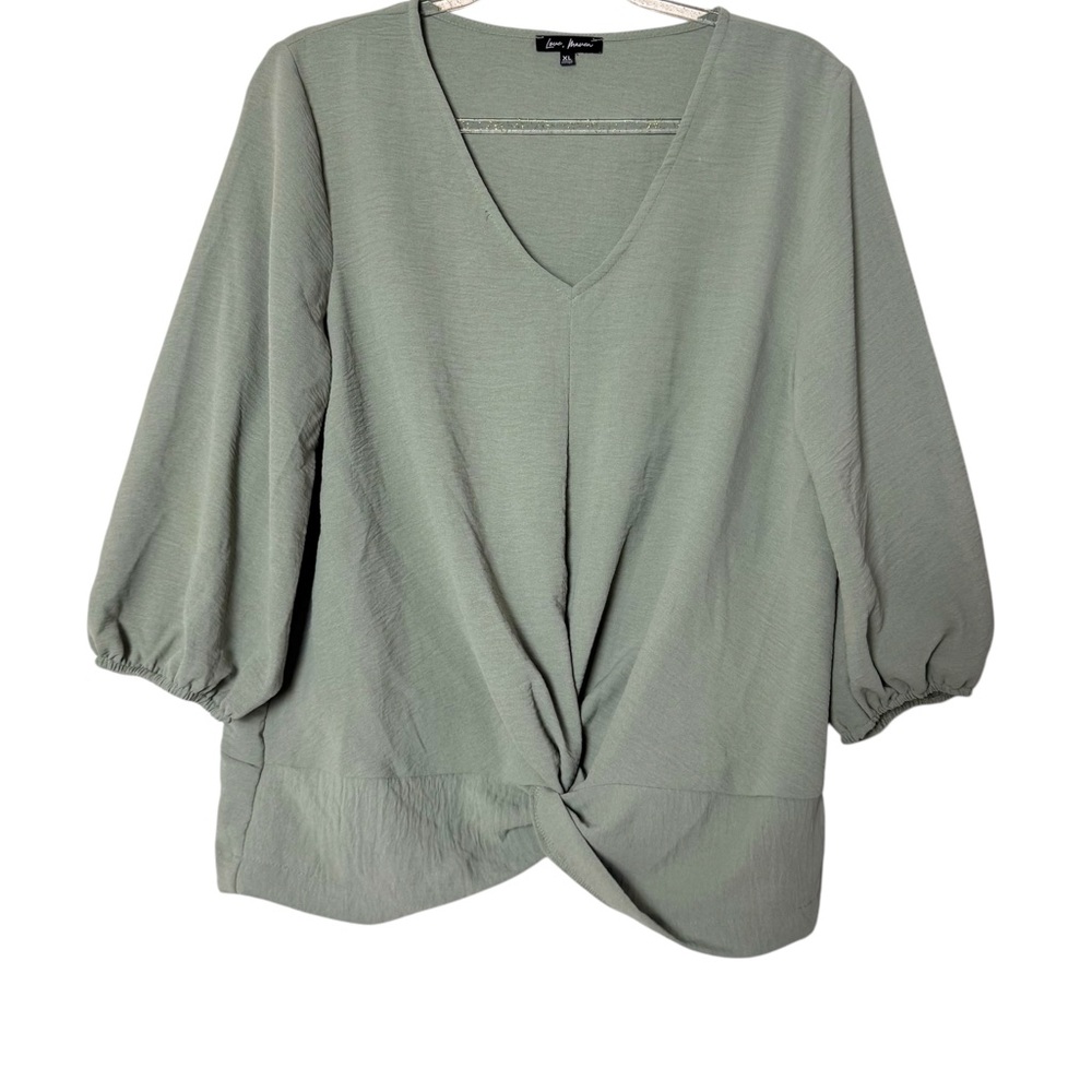 Love Maven Draped Blouse in Olive Green Color Size XL